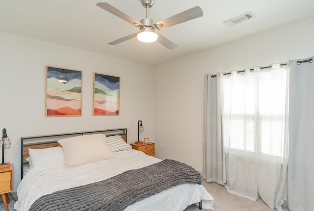 782 Riverfront Pkwy Unit 301, Chattanooga, TN 37402 - bedroom featuring light carpet, a ceiling fan, and visible vents