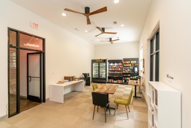 782 Riverfront Pkwy Unit 301, Chattanooga, TN 37402 - office with ceiling fan, light carpet, visible vents, and recessed lighting