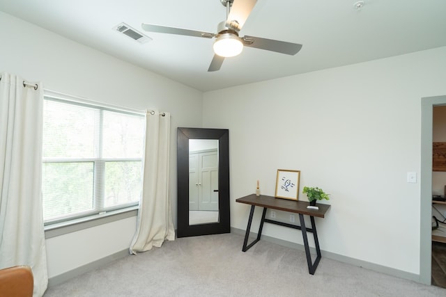 782 Riverfront Pkwy Unit 301, Chattanooga, TN 37402 - interior space with baseboards, visible vents, light colored carpet, and ceiling fan