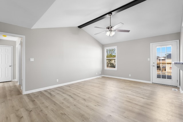 302 Windrush Dr, Clarksville, TN 37042 - interior space featuring a wealth of natural light, a ceiling fan, vaulted ceiling with beams, and light wood finished floors