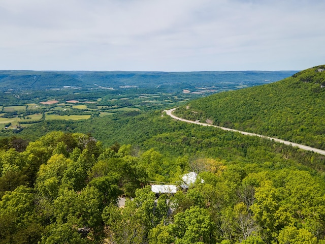 birds eye view of property with a wooded view
