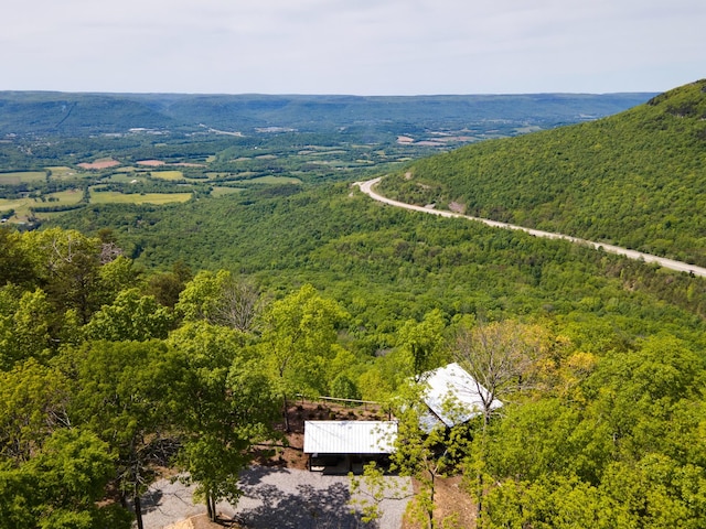 birds eye view of property with a forest view