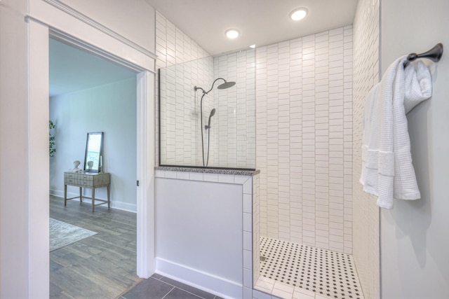 1084 Linn Cove Ct, Gallatin, TN 37066 - full bathroom with walk in shower, wood finished floors, and recessed lighting