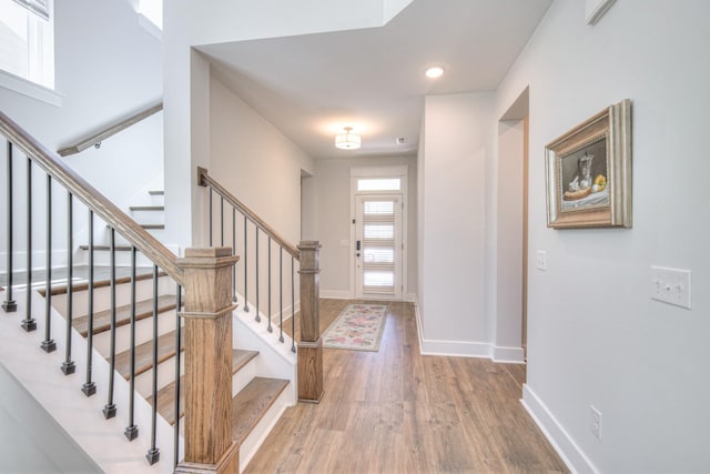 1084 Linn Cove Ct, Gallatin, TN 37066 - entrance foyer featuring baseboards, wood finished floors, stairs, and recessed lighting