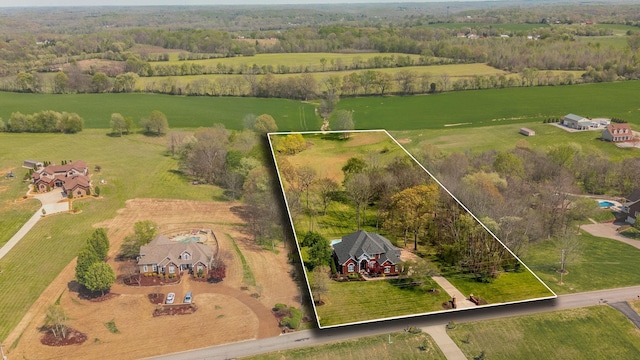 bird's eye view featuring a rural view
