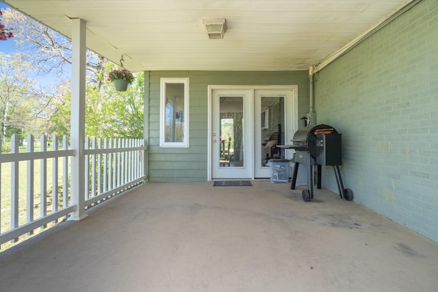view of patio with a grill