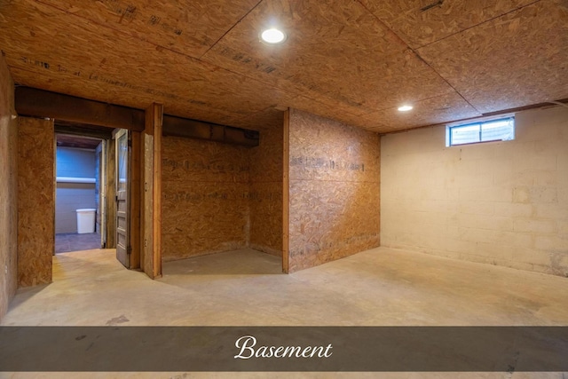 below grade area with recessed lighting
