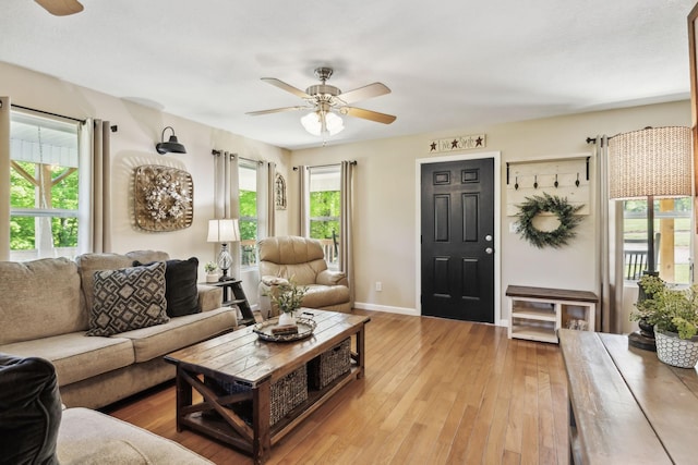 7565 N County Line Rd, Fairview, TN 37062 - living room with light wood-style flooring, ceiling fan, and a wealth of natural light