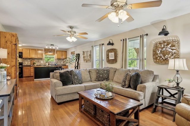 7565 N County Line Rd, Fairview, TN 37062 - living room with a ceiling fan, plenty of natural light, and light wood-type flooring
