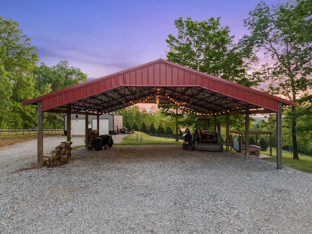 7565 N County Line Rd, Fairview, TN 37062 - parking at dusk with fence and a carport