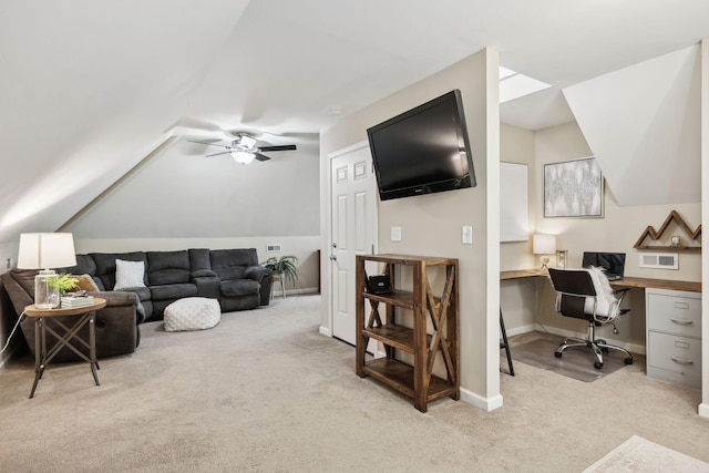 7565 N County Line Rd, Fairview, TN 37062 - living room with baseboards, a ceiling fan, lofted ceiling, and light carpet