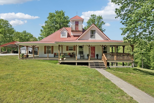 7565 N County Line Rd, Fairview, TN 37062 - farmhouse-style home featuring covered porch, metal roof, and a front yard