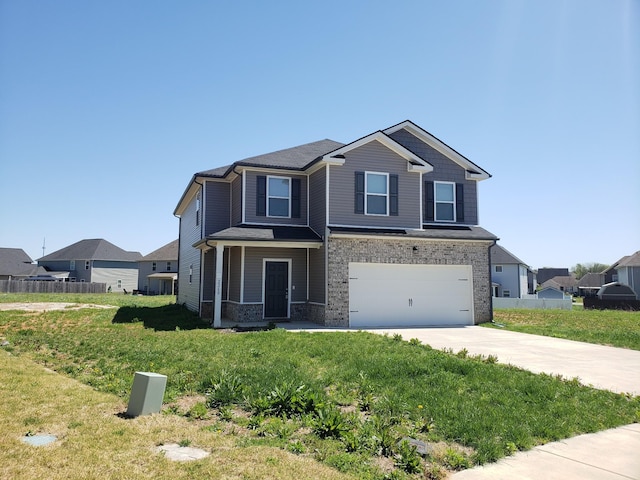 2260 Viking Ct, Murfreesboro, TN 37127 - craftsman-style house with an attached garage, driveway, fence, and a front lawn