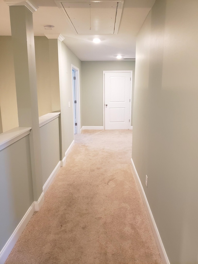 2260 Viking Ct, Murfreesboro, TN 37127 - hallway with attic access, baseboards, and light colored carpet