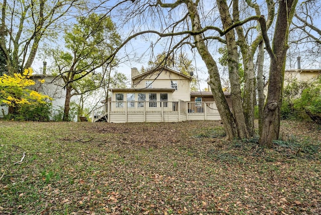 5148 Roxborough Dr, Hermitage, TN 37076 - rear view of house with a wooden deck and a chimney