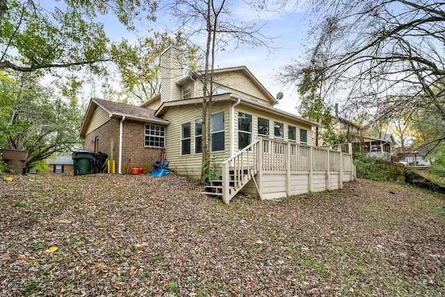 5148 Roxborough Dr, Hermitage, TN 37076 - rear view of property with brick siding, a chimney, and a deck