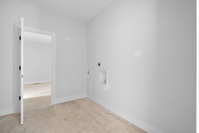 washroom with baseboards, electric dryer hookup, laundry area, and washer hookup