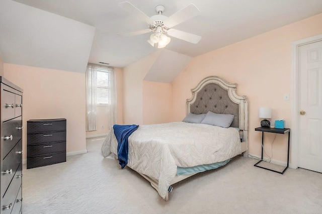 1319 N Plantation Dr, Cookeville, TN 38506 - bedroom featuring vaulted ceiling, carpet flooring, baseboards, and a ceiling fan