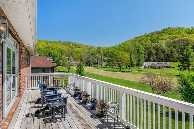 1319 N Plantation Dr, Cookeville, TN 38506 - wooden terrace with a yard and a wooded view