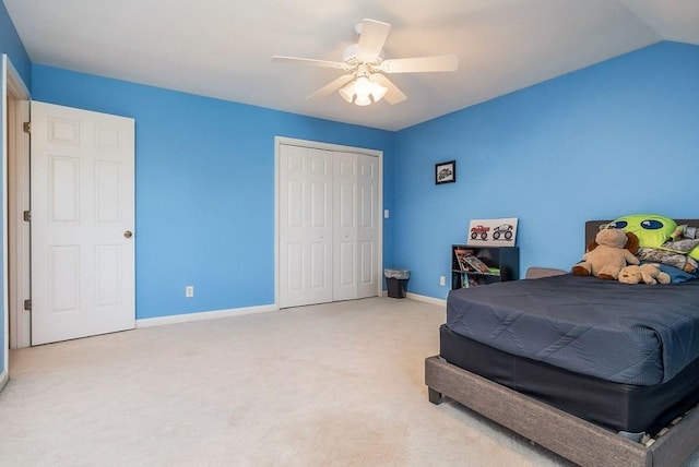 1319 N Plantation Dr, Cookeville, TN 38506 - bedroom featuring ceiling fan, carpet floors, a closet, and baseboards