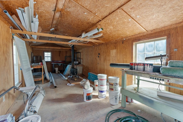 below grade area featuring a workshop area