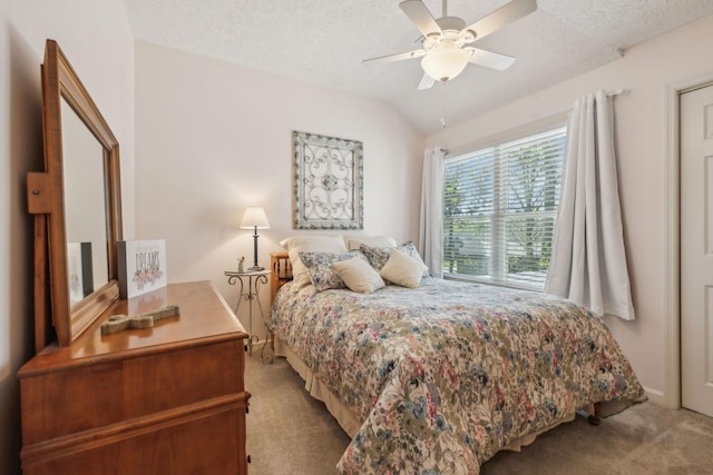 313 Walpole Ct, Nolensville, TN 37135 - bedroom featuring vaulted ceiling, a textured ceiling, ceiling fan, baseboards, and carpet flooring