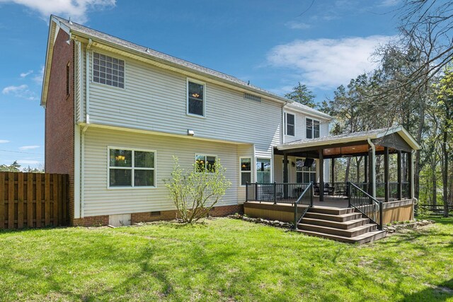 313 Walpole Ct, Nolensville, TN 37135 - back of property with fence, crawl space, and a lawn
