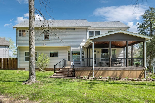 313 Walpole Ct, Nolensville, TN 37135 - back of house featuring a wooden deck, a yard, and fence