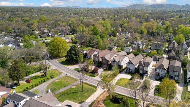 birds eye view of property with a residential view and a view of trees