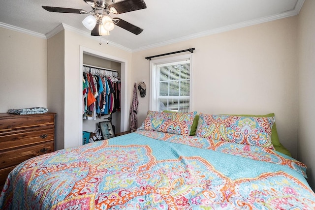 212 Mullican St, Mcminnville, TN 37110 - bedroom featuring ceiling fan, a closet, and ornamental molding