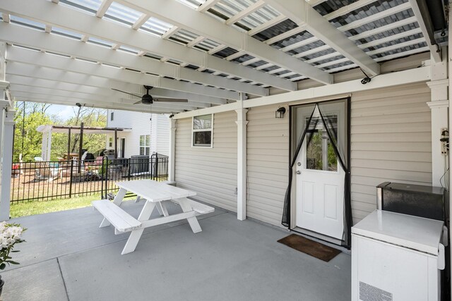 1517 Rockwood Ln, Lebanon, TN 37087 - view of patio / terrace featuring fence, a pergola, and ceiling fan