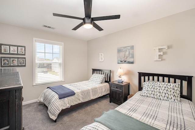 1517 Rockwood Ln, Lebanon, TN 37087 - bedroom featuring baseboards, a ceiling fan, visible vents, and carpet