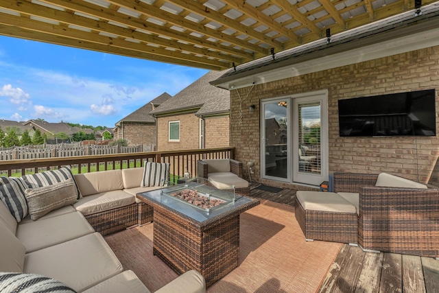 1026 Claymill Dr, Spring Hill, TN 37174 - deck featuring fence and an outdoor living space with a fire pit