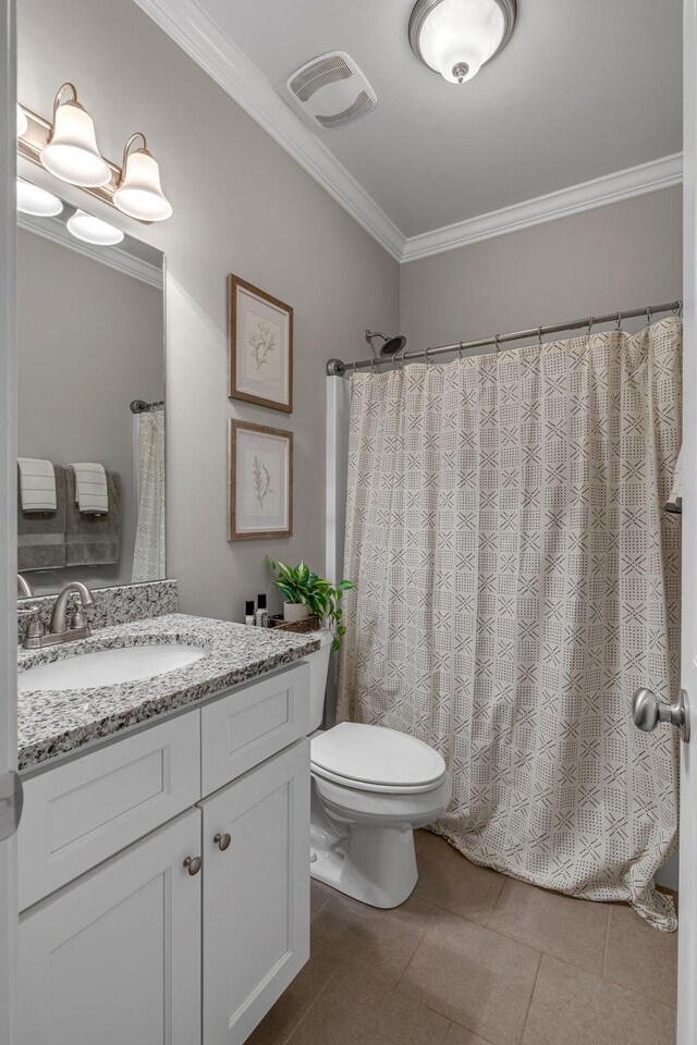 1026 Claymill Dr, Spring Hill, TN 37174 - bathroom with toilet, visible vents, vanity, and crown molding