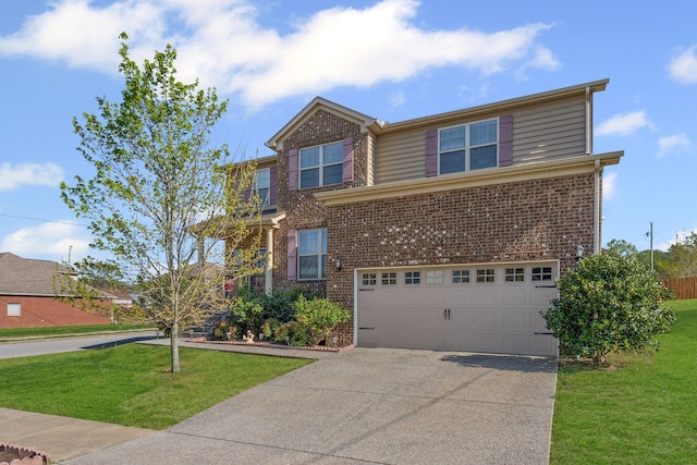 3367 William Bailey Dr, Nashville, TN 37207 - view of front of home featuring concrete driveway, an attached garage, brick siding, and a front lawn