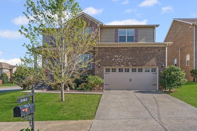 3367 William Bailey Dr, Nashville, TN 37207 - traditional home with an attached garage, driveway, brick siding, and a front yard