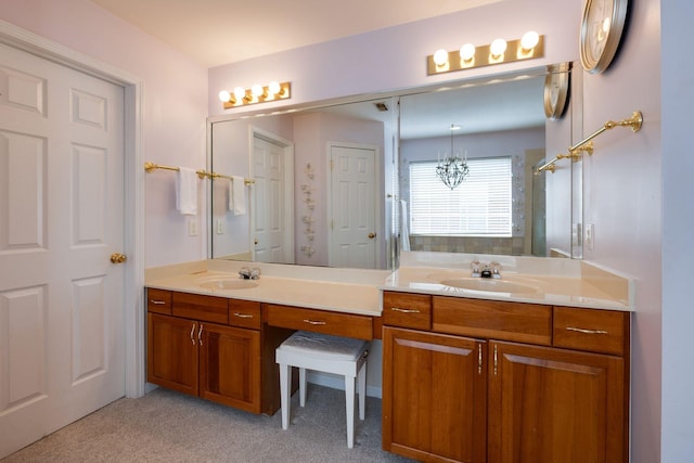 304 Hay Market Ct, Franklin, TN 37067 - bathroom featuring a sink, a notable chandelier, and double vanity