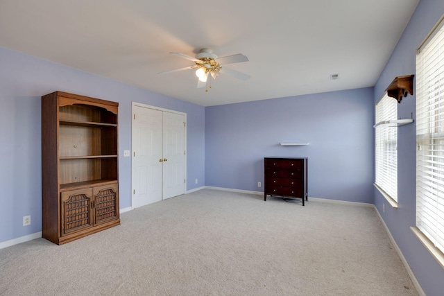 304 Hay Market Ct, Franklin, TN 37067 - unfurnished bedroom with visible vents, a ceiling fan, baseboards, and carpet floors