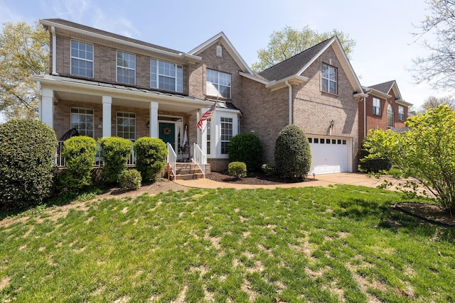 304 Hay Market Ct, Franklin, TN 37067 - traditional-style home featuring an attached garage, brick siding, and a porch