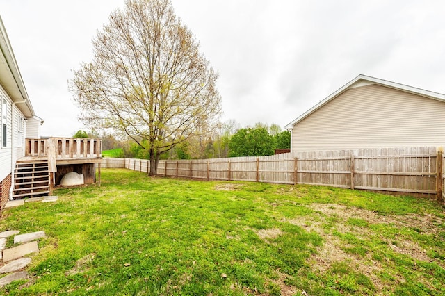 327 Arabian Ln, Springfield, TN 37172 - view of yard with stairway, a wooden deck, and a fenced backyard