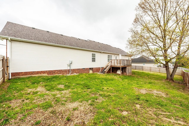 327 Arabian Ln, Springfield, TN 37172 - back of property with stairway, a fenced backyard, a yard, and a deck