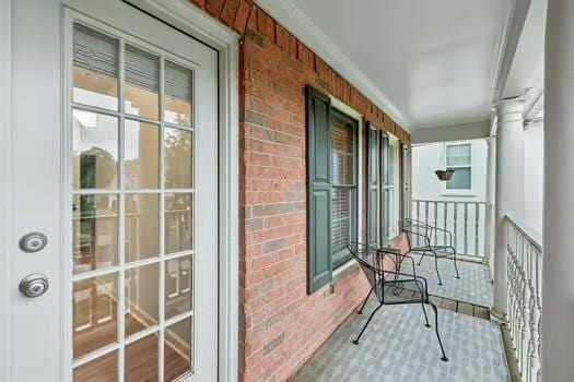 balcony featuring a porch