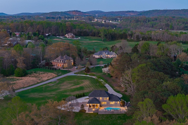 bird's eye view featuring a view of trees