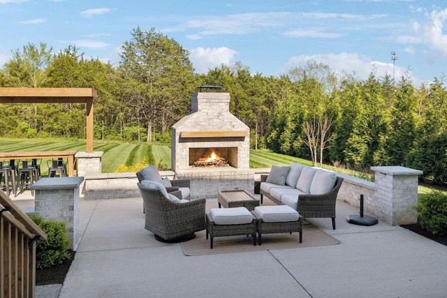 2041 Kingsbarns Dr, Nolensville, TN 37135 - view of patio / terrace featuring an outdoor living space with a fireplace