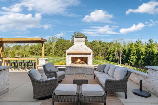2041 Kingsbarns Dr, Nolensville, TN 37135 - view of patio / terrace featuring an outdoor living space with a fireplace