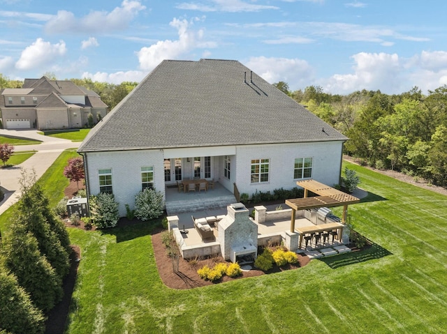 2041 Kingsbarns Dr, Nolensville, TN 37135 - rear view of property with an outdoor hangout area, outdoor dining space, a lawn, and a patio
