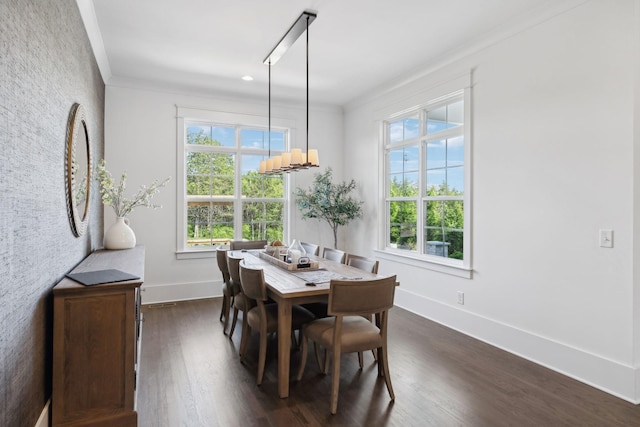 2041 Kingsbarns Dr, Nolensville, TN 37135 - dining area with a wealth of natural light, an inviting chandelier, dark wood-type flooring, and baseboards