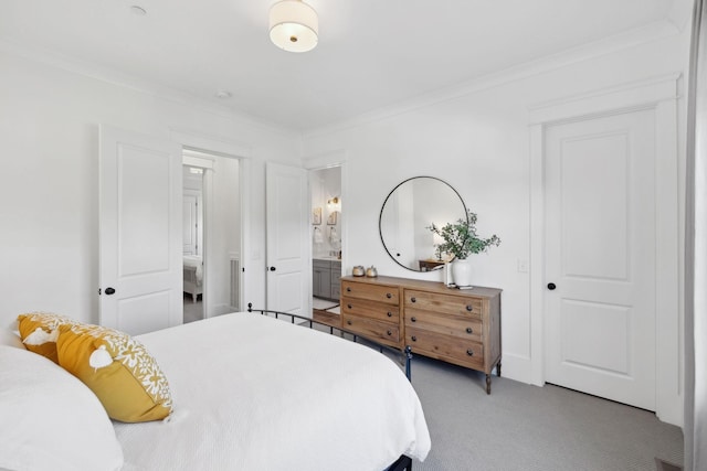 2041 Kingsbarns Dr, Nolensville, TN 37135 - bedroom with ornamental molding, ensuite bathroom, and carpet