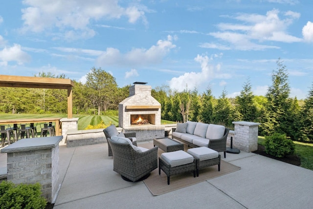 2041 Kingsbarns Dr, Nolensville, TN 37135 - view of patio / terrace featuring an outdoor living space with a fireplace
