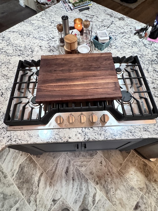 interior details with stainless steel gas stovetop